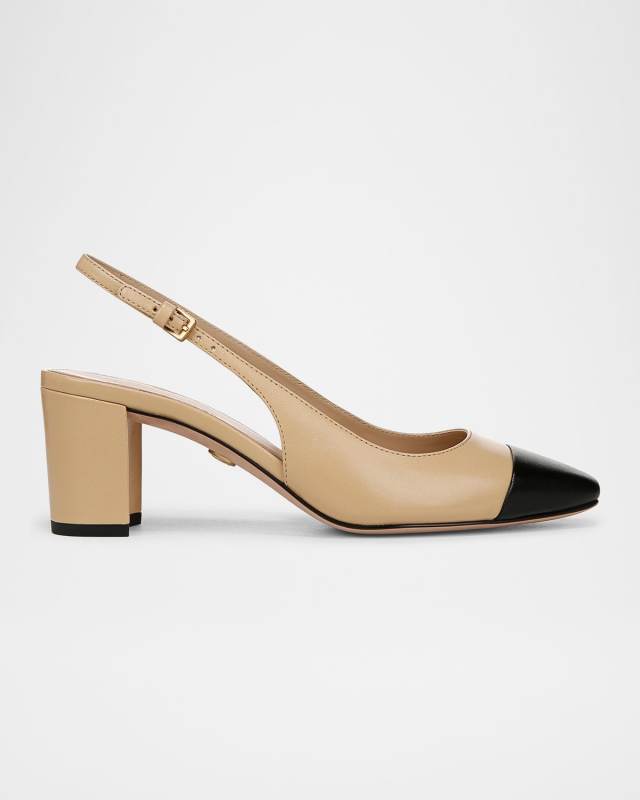 Cecile 60 Leather Cap-Toe Slingback Sandals